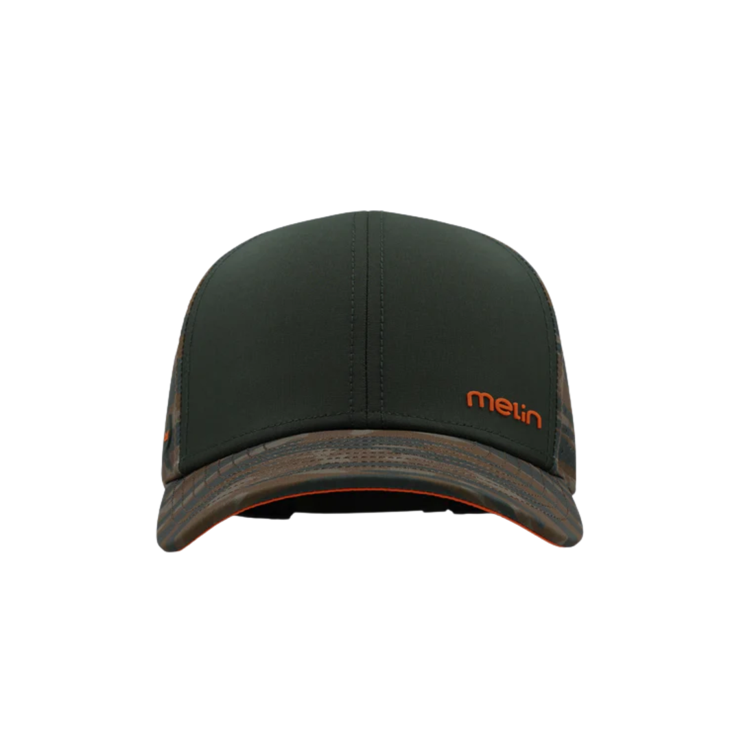 Green cap with orange logo on a white background