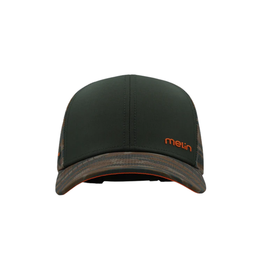 Green cap with orange logo on a white background