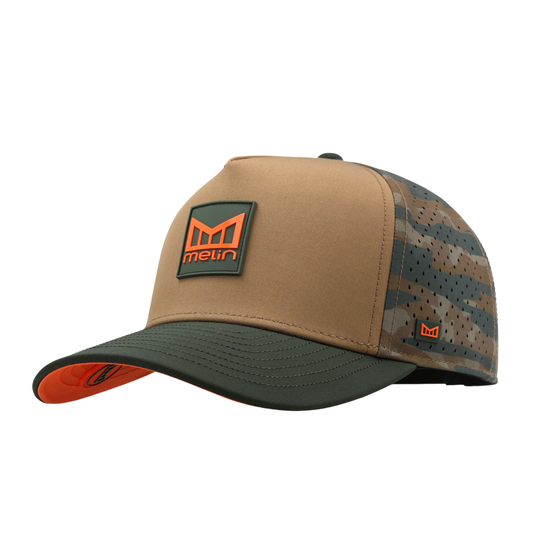 Multicolored cap with a logo on a white background