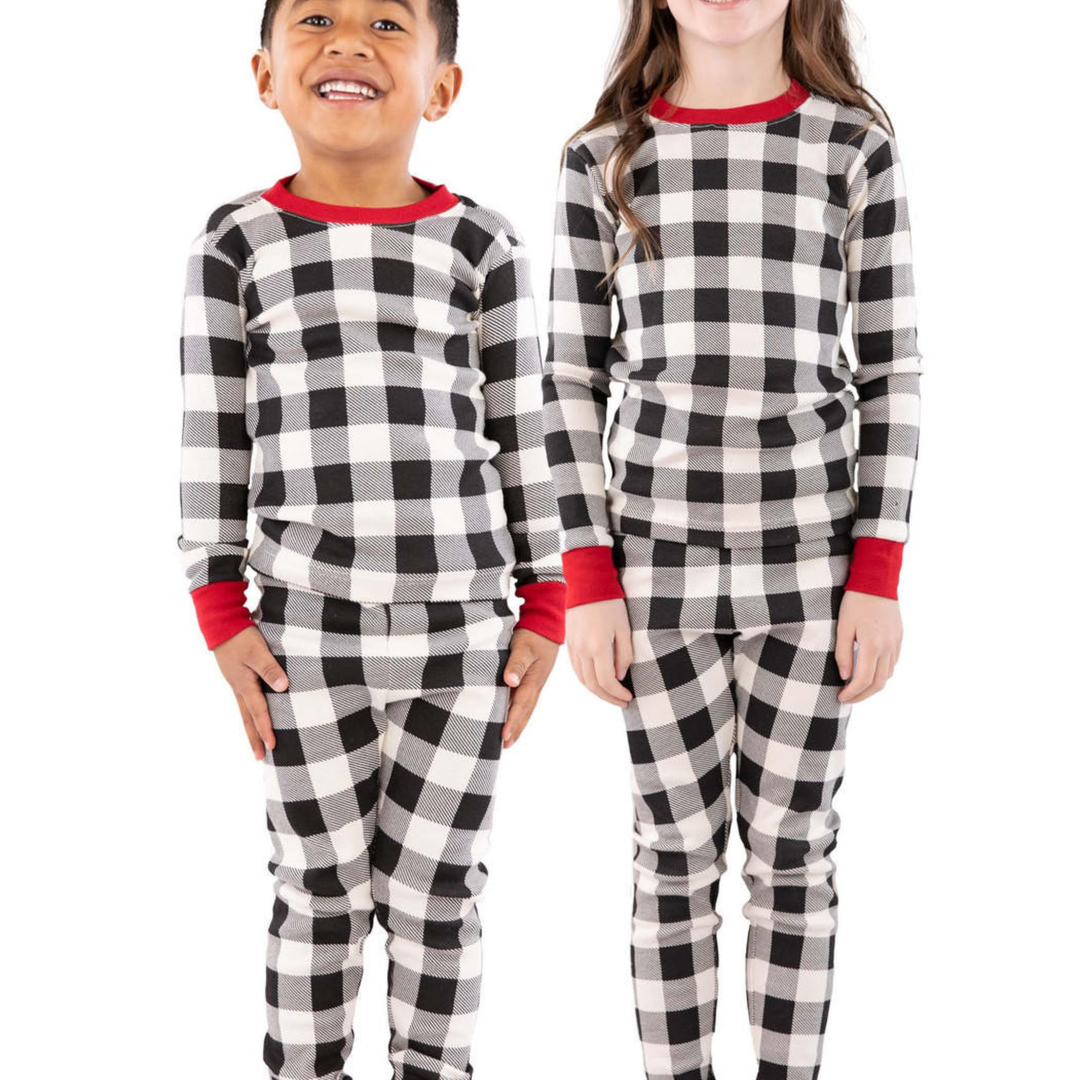Black & white Plaid 2 piece set front view