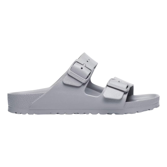 Gray sandal with two straps on a white background