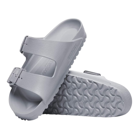 Gray sandals with a strap on a white background