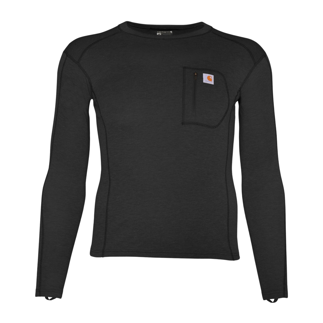 Black long-sleeve shirt with a pocket on a white background