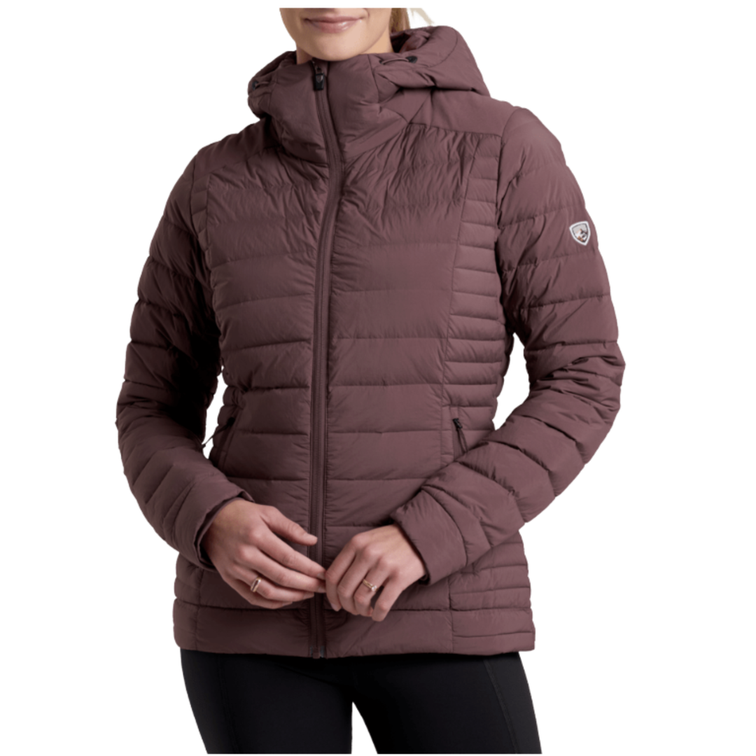 Mulberry puffer jacket worn by a person on a white background