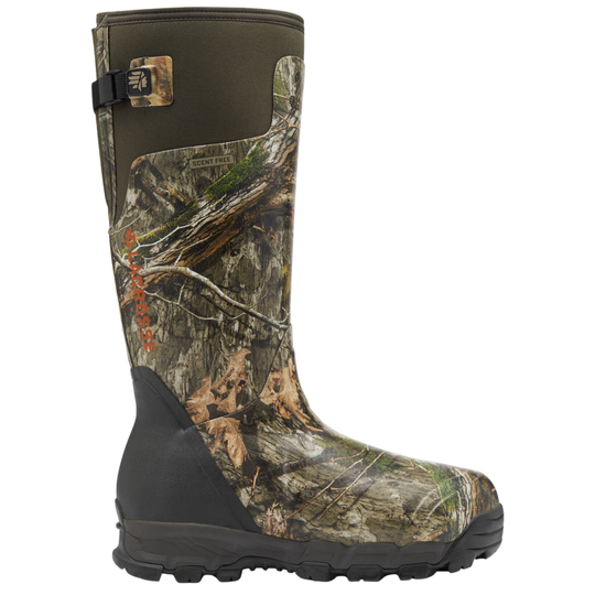 Camouflage hunting boot on a white background