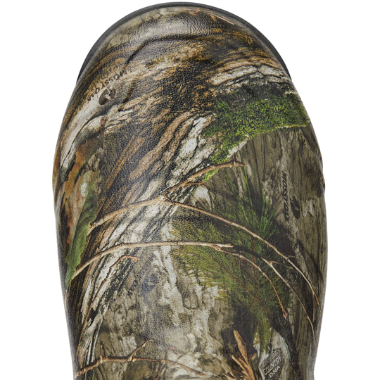 Camouflage hunting boot on a white background