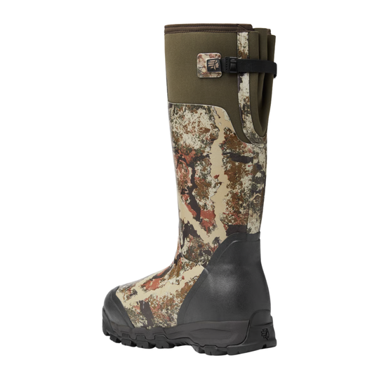 Camouflage hunting boot on a white background