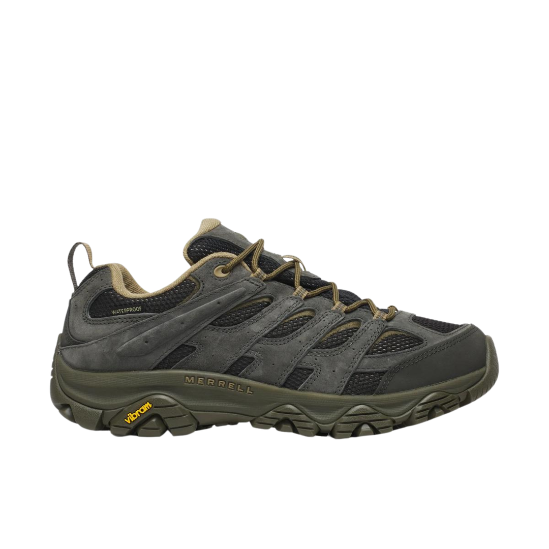 Gray hiking shoe with brown accents on a white background
