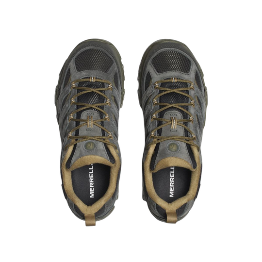 Pair of Merrell hiking shoes on a white background