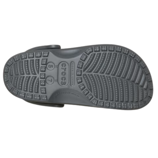 Gray Crocs sandal sole on a white background