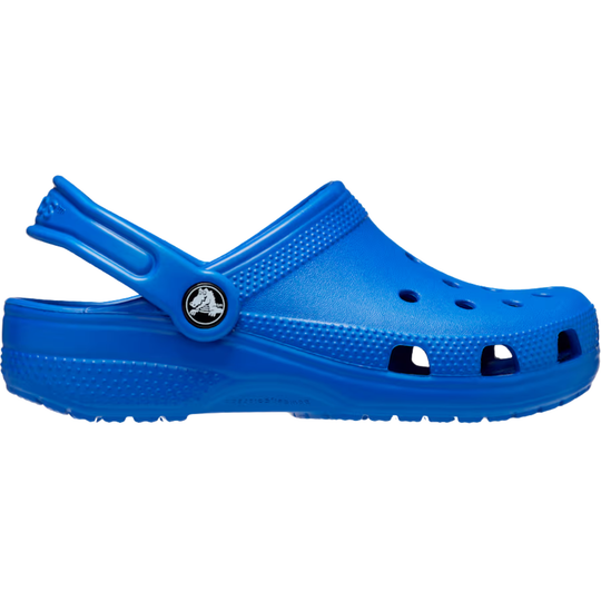 Blue clog shoe on a white background