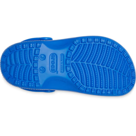 Blue Crocs sandal sole on a white background