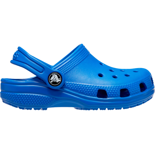 Blue clog shoe on a white background