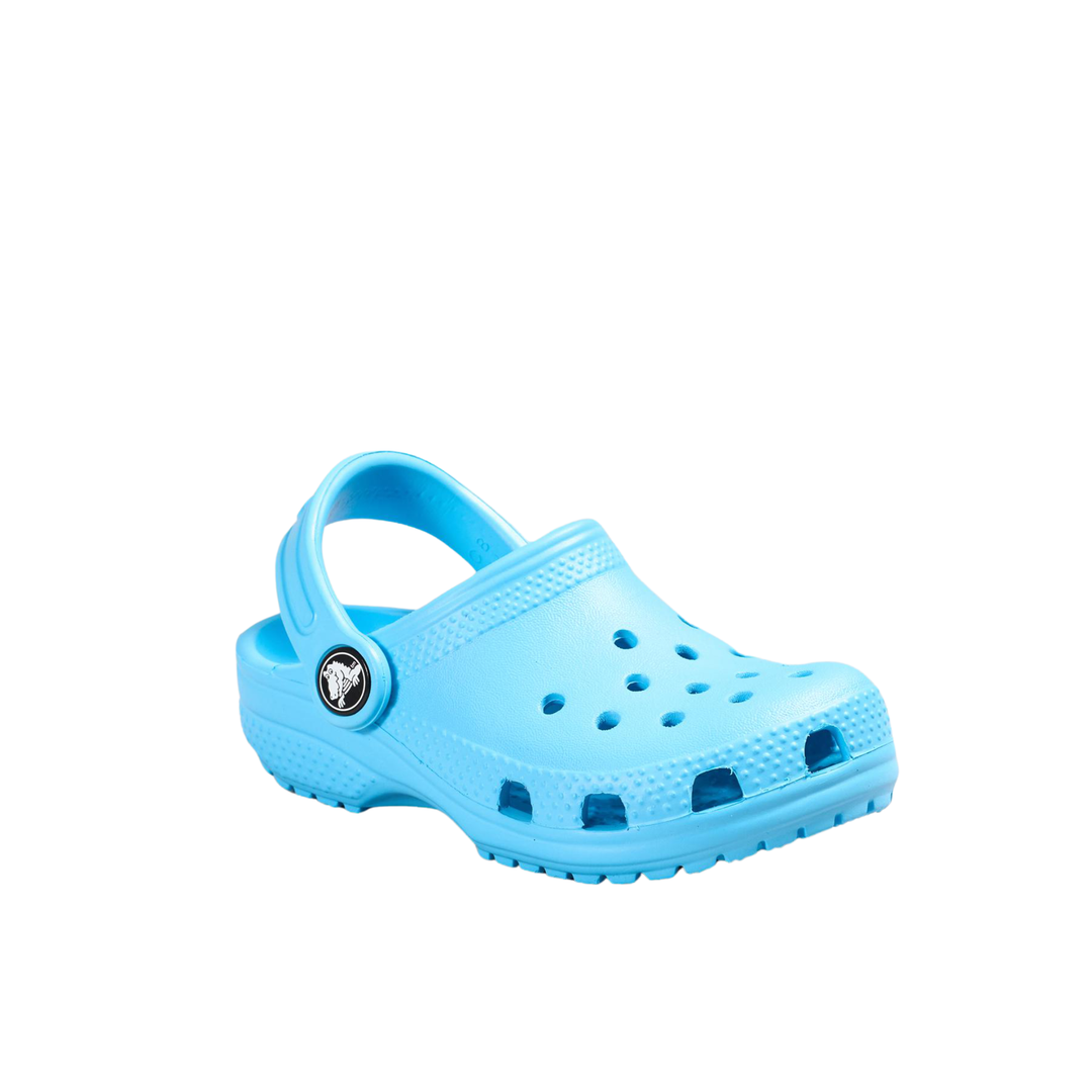 Blue clog sandal on a white background