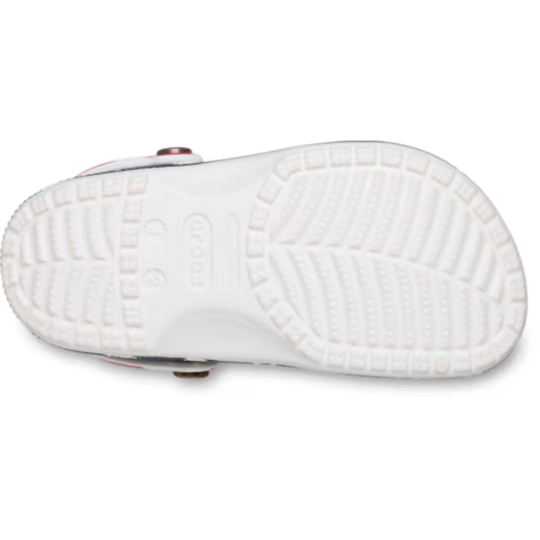 White sandal sole with textured pattern on a white background