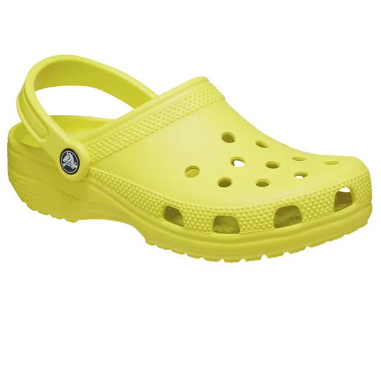 Yellow clog shoe on a white background