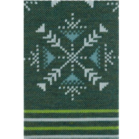 Textile pattern with geometric design on a green background