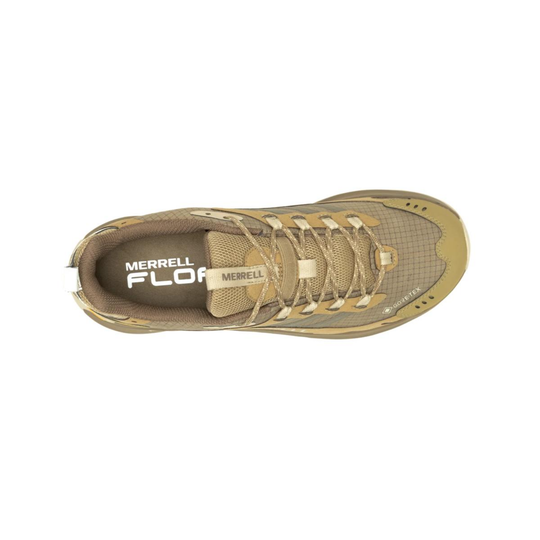 Tan Merrell shoe on a white background