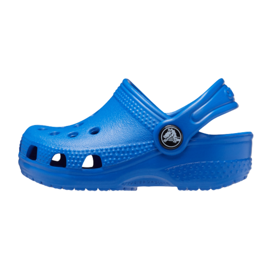 Blue clog shoe on a white background