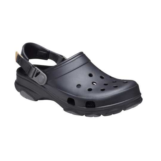 Black clog shoe on a white background