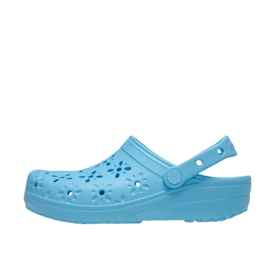 Blue clog shoe on a white background