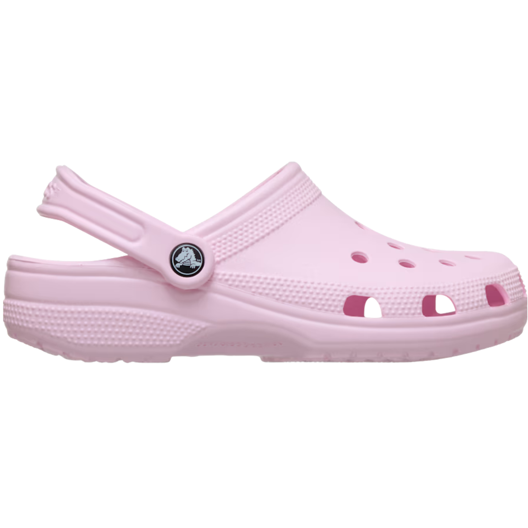 Pink clog shoe on a white background