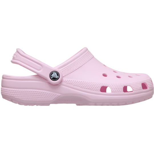 Pink clog shoe on a white background