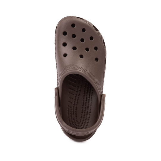 Brown clog shoe on a white background