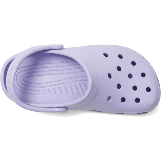 Purple clog shoe on a white background