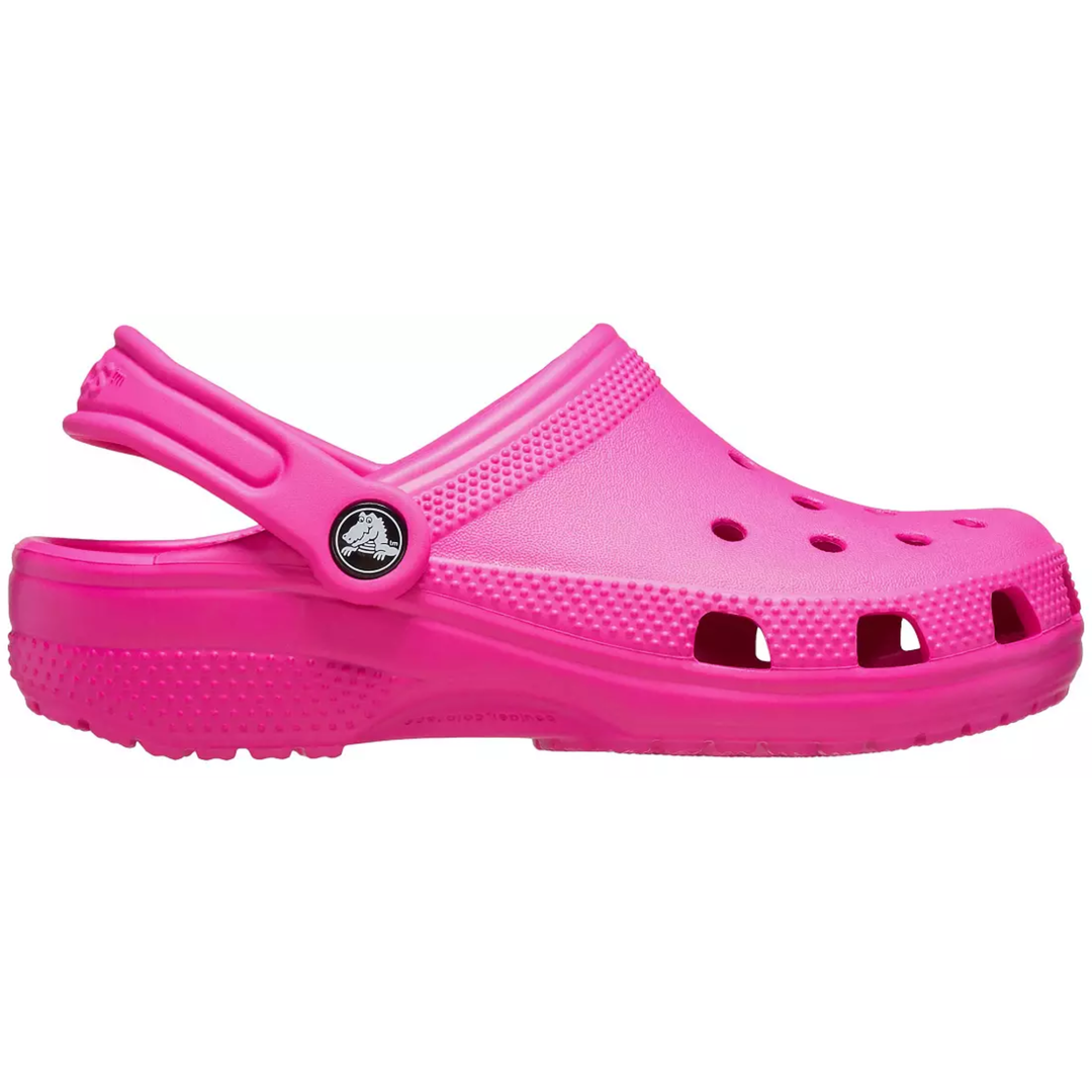 Pink clog shoe on a white background