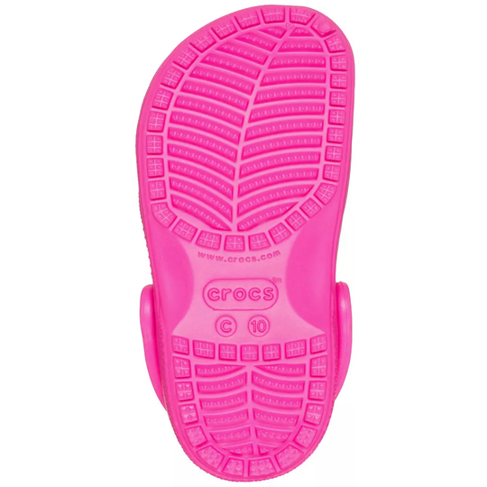 Pink Crocs sandal sole on a white background