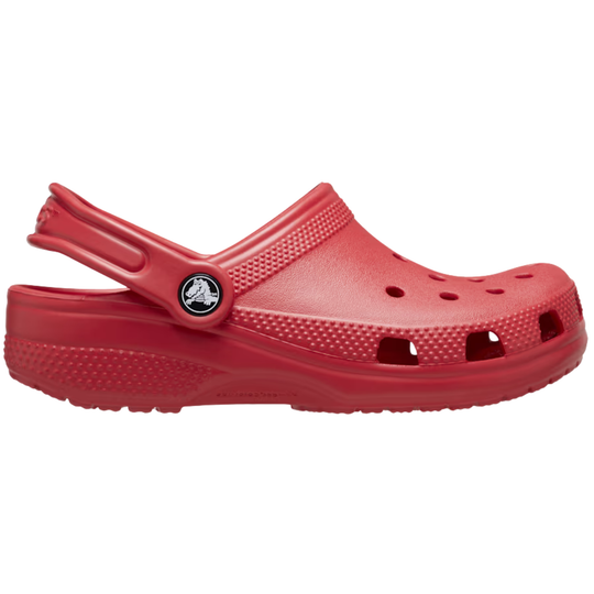 Red clog shoe on a white background
