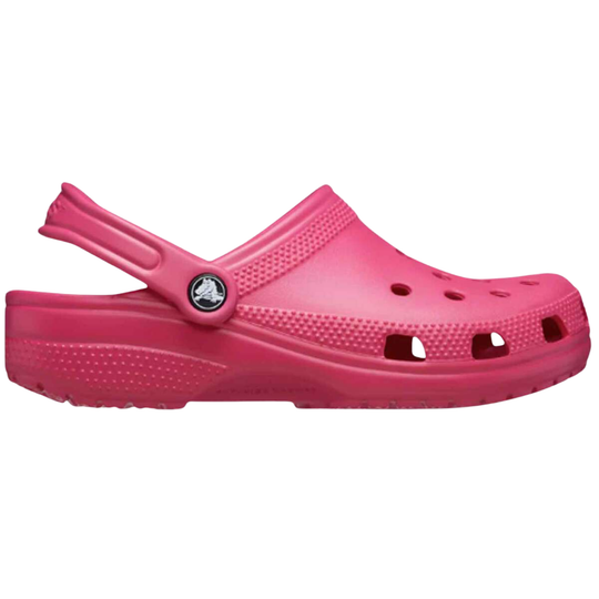 Pink clog shoe on a white background