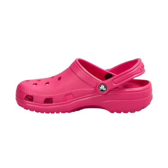 Pink clog shoe on a white background