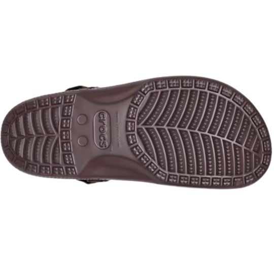 Brown Crocs sandal sole on a white background