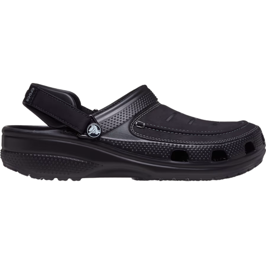 Black clog shoe on a white background