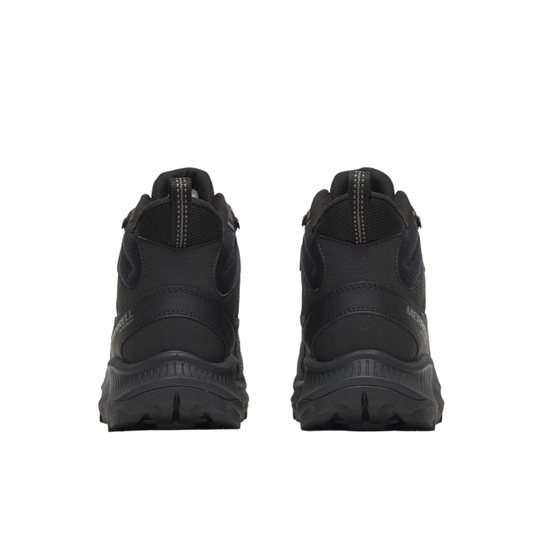 Black boots with brand logo on a white background