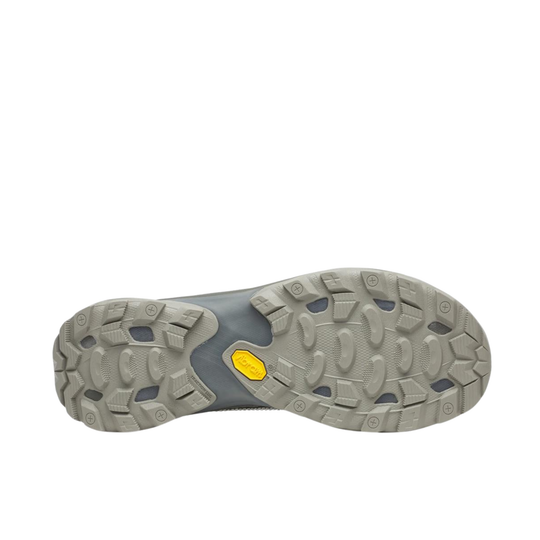 Close-up of a shoe sole with a textured pattern on a white background