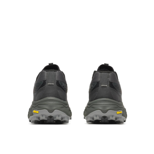 Pair of gray hiking boots with brand logo on a white background