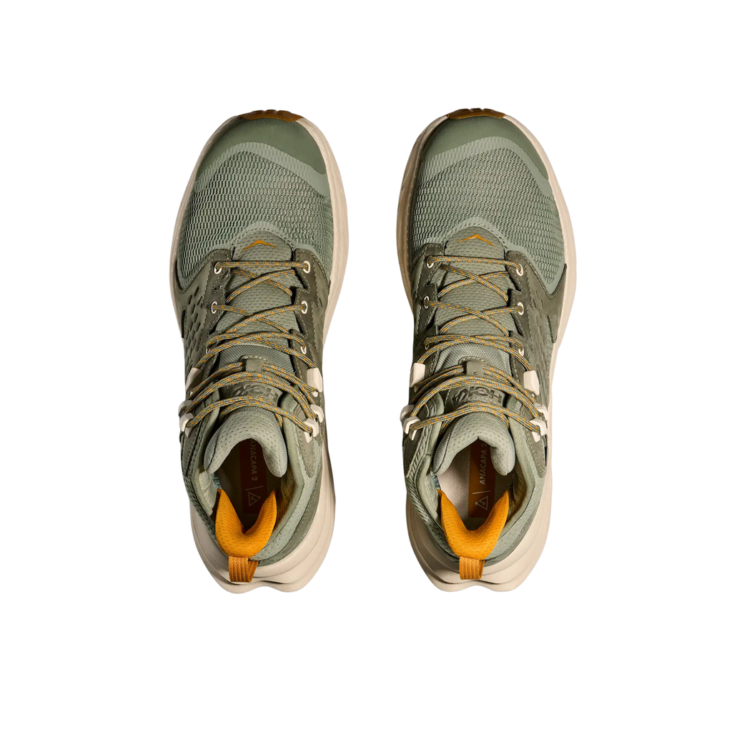 スパイク、エルボー HOKA Men's Anacapa 2 Mid GTX Hiking Shoes - Sea Moss/Oat Milk