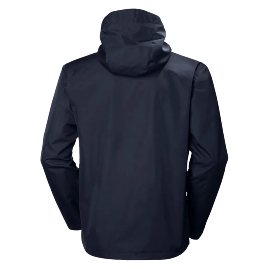 Navy jacket with a hood on a white background