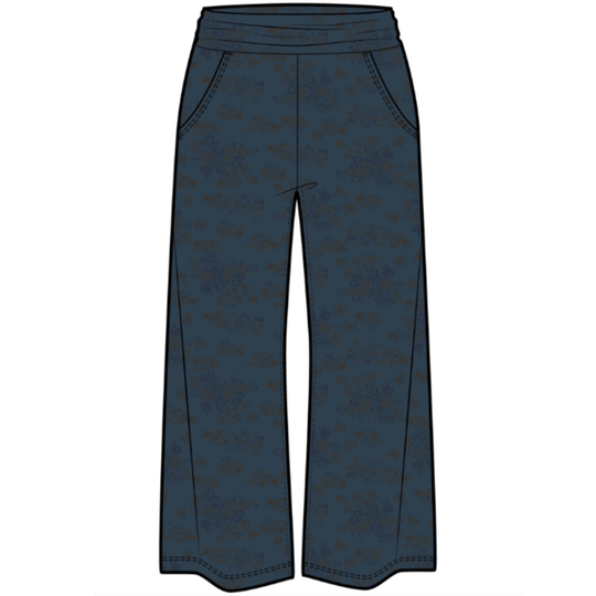 Dark blue pants with a subtle pattern on a white background