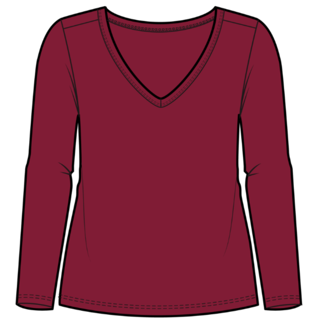 red v neck tee front view