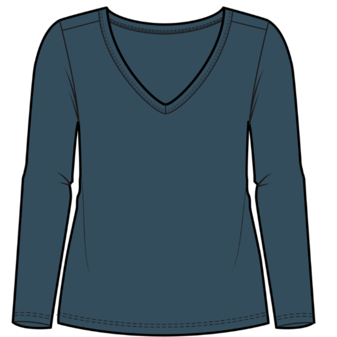 Blue long-sleeve shirt on a white background