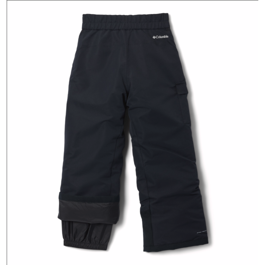 Kids Black Columbia snow pants on a white background