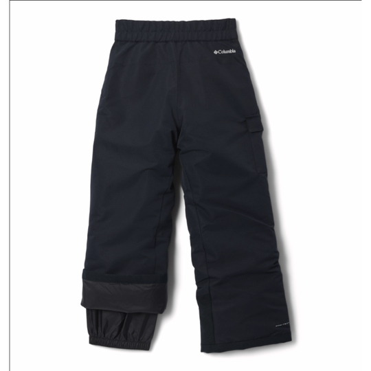 Kids Black Columbia snow pants on a white background
