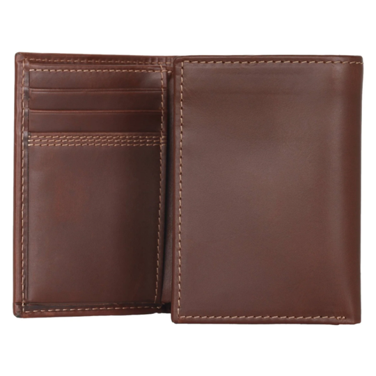 Brown leather wallet on a white background