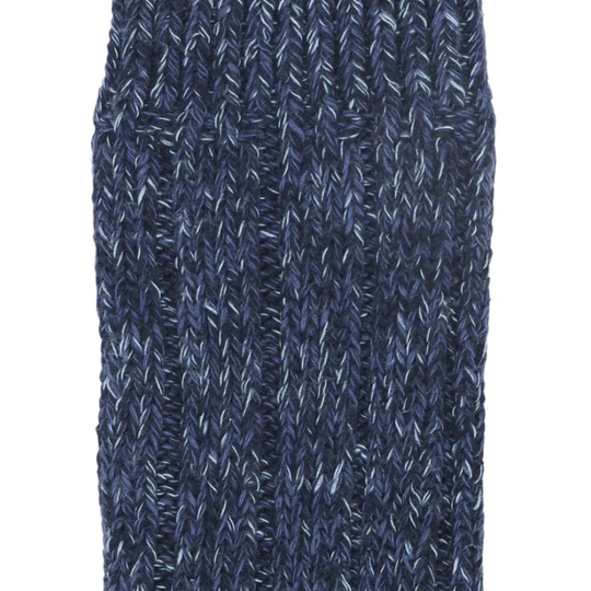 Close-up of a blue knitted fabric on a white background
