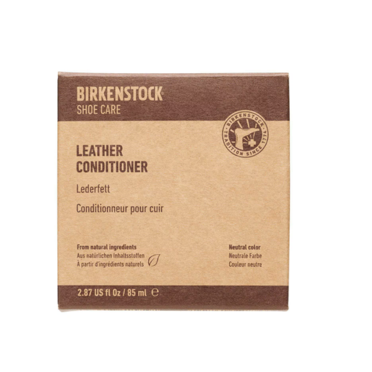 Birkenstock leather conditioner packaging on a white background