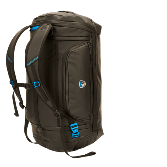 Backpack with blue accents on a white background